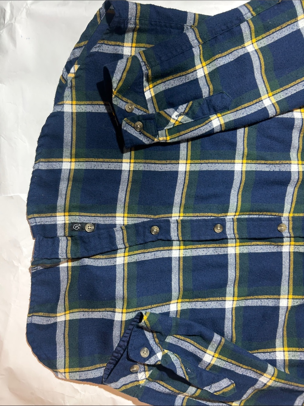 Burnside Brushed Plaid Flannel Shirt - Navy/Yellow - - Picture 5 of 6